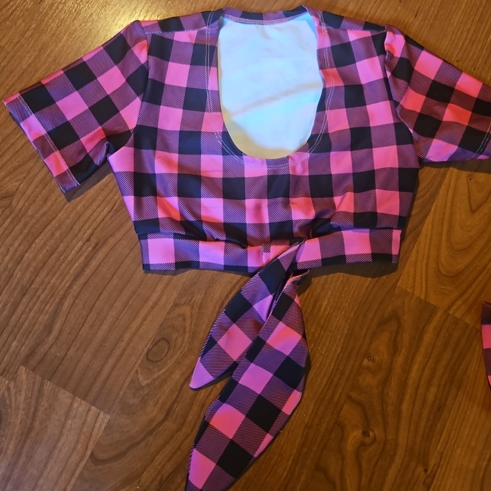 Twin Peaks XS Lumberjill Breast Cancer Crop Top